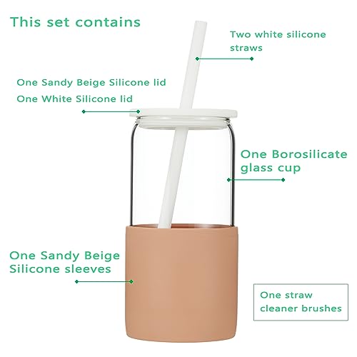 Glass Tumbler with Straw and Lid