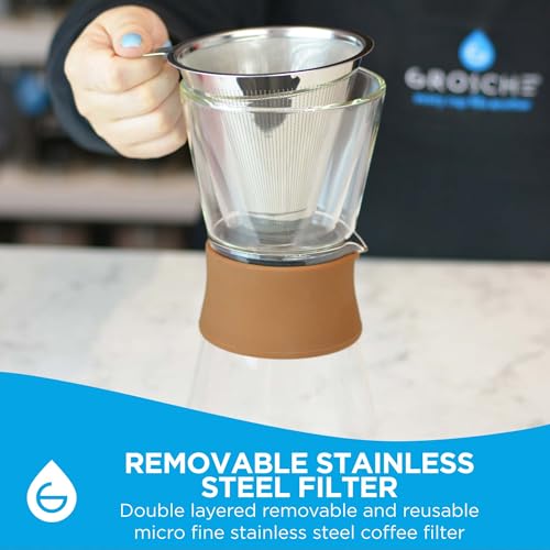 Amsterdam Glass Pour Over Coffee Maker with Steel Filter 27.6 Fl Oz
