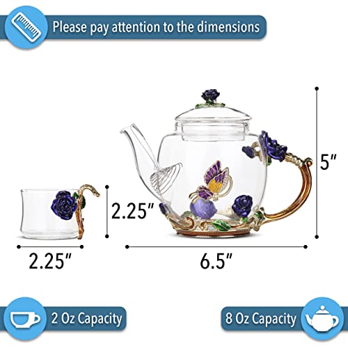 BTaT Floral Glass Tea Set for Adults
