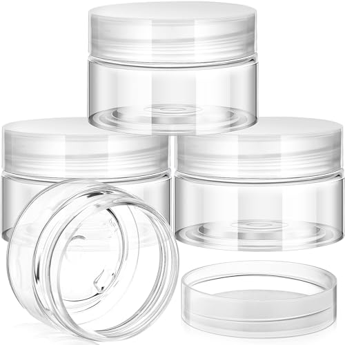 4 Pcs Plastic Jars Wide Mouth with Lids (4 Count)