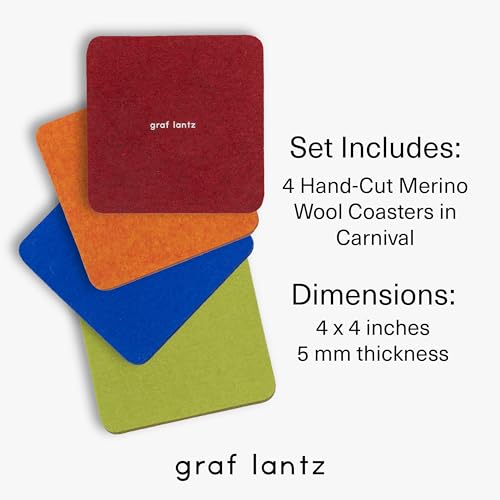 Bierfilzl Merino Wool Square Coasters Set of 4 (4 Count)