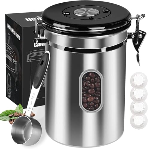 2800ML Airtight Coffee Canister with Date Tracker&Transparent Window