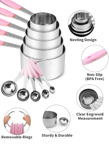 Stainless Steel Measuring Cups and Spoons Set of 10 Piece