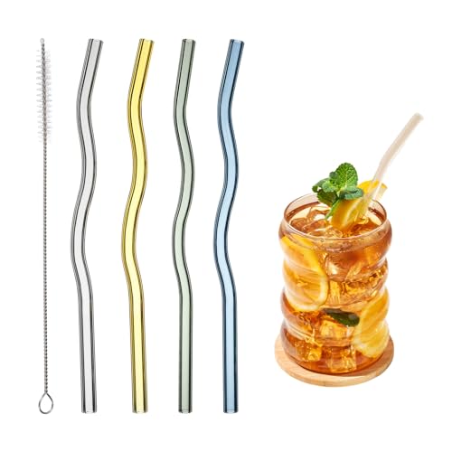 4 Pcs Reusable Glass Drinking Straws (4 Count)