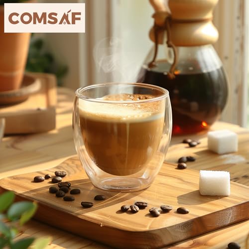 8oz Glass Coffee Mugs Set of 6 (6 Count)