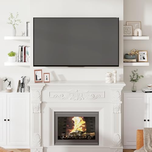 16 Inch Floating Shelves for Wall White Shelves Set of 2 (2 Count)