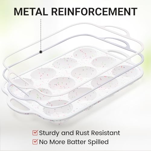12 Cups & 24 Cups Silicone Muffin Pan with Metal Frame (2 Count)