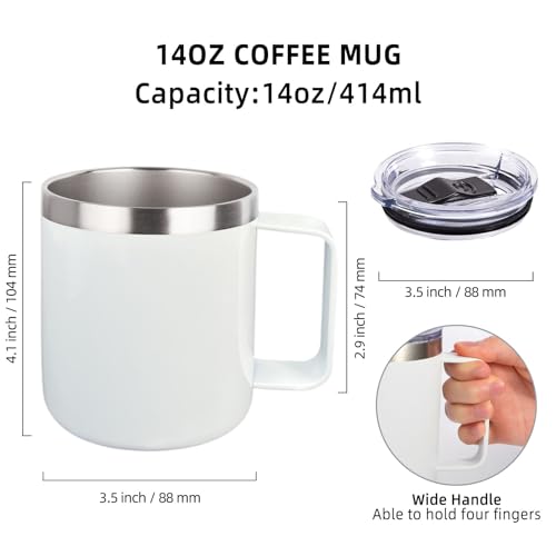 14oz sublimation Insulated Stainless Steel Coffee Mug with Lid Bulk 2 Pack (2 Count)