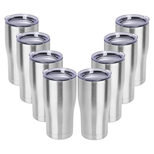 20oz Tumbler with Lid Stainless Steel Tumblers Bulk (8 Count)