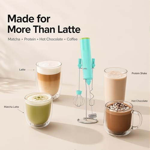 Milk Frother Handheld with 3 Stainless Steel Whisks