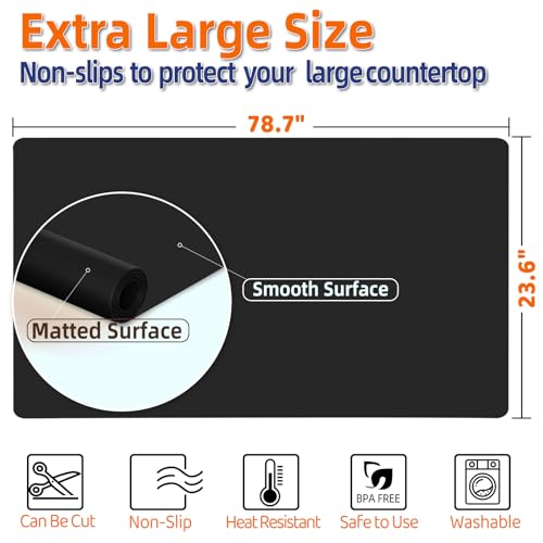 Silicone Mat 78.7”x 23.6” Heat Resistant Mats for Countertop