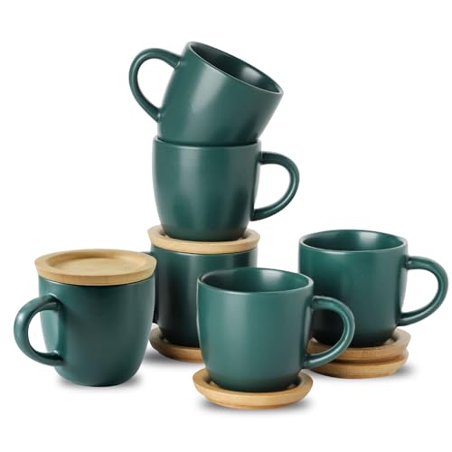 Stackable Porcelain Mini Espresso Cups and Saucers Set of 6