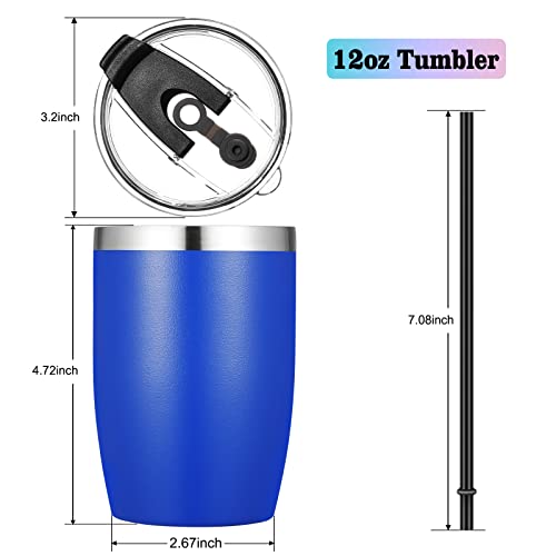 Stainless Steel 12 oz Tumblers bulk Vacuum Insulated Double Wall Travel Tumbler with Lid and Straw Reusable Tumbler (12 Count)