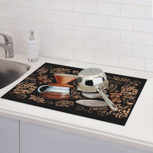 Fun Coffee Dish Drying Mat