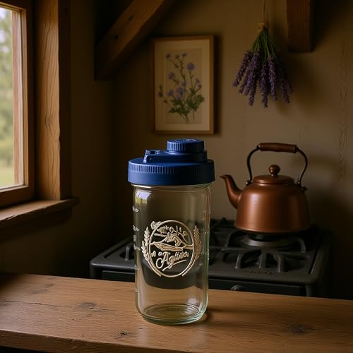 Mason Jar Drinking Cup Pint and Half Drinking Lid and Azure 24oz Jar