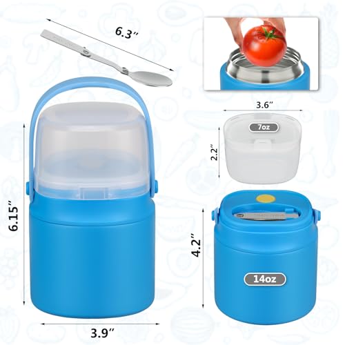 14 oz Soup Thermo for Hot Food with 7 oz Snack Container