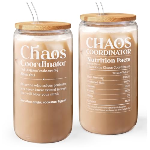 Chaos Coordinator 16oz Can Glass Tumbler with Bamboo Lid & Straw