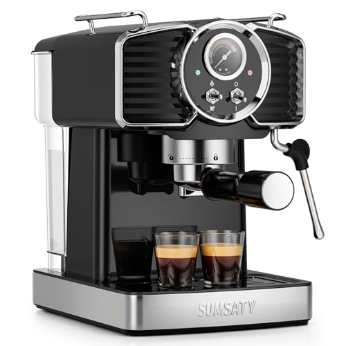 20 Bar Espresso Machine Retro with Powerful Milk Frother