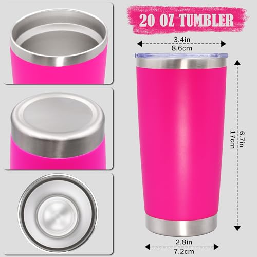 20oz Tumbler Insulated Coffee Tumblers with Lid Stainless Steel HotPink 12P (12 Count)
