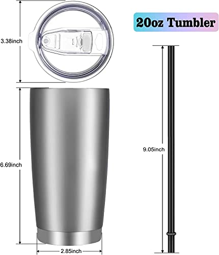 20oz Tumbler with Lid and Straw Stainless Steel Tumbler Cup Bulk Vacuum Insulated Double Wall Travel Coffee Mug Powder Coated Coffee Cup (6 Count)