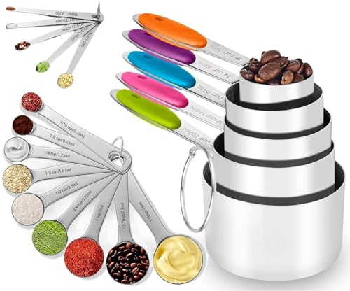 19PCS Stainless Steel Measuring Cups & Spoons Set