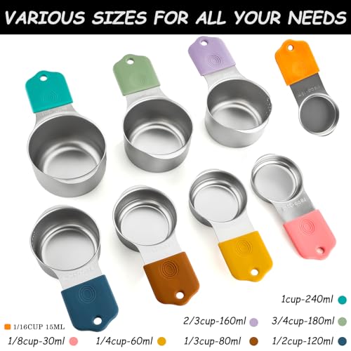 Magnetic Measuring Cups Set Stainless Steel Stackable Nesting Measuring Cup