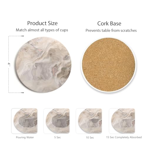 Set of 6 Abstract Marble Coasters with Holder (6 Count)