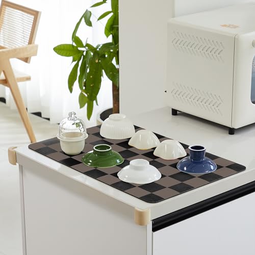 Checkered Dish Drying Mat for Kitchen Counter