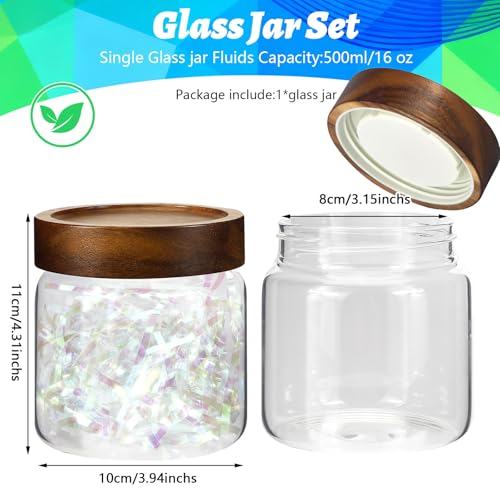 16 oz Glass Jars with Airtight Lid Spice Jar Round Storage Canister with Clear Glass Food Jar for Pantry Sugar Tea Coffee Bean Spice Nuts Cookies Bath Salts