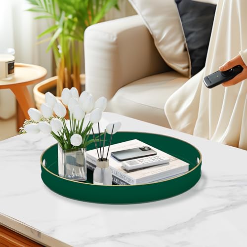 13" Dark Green Decorative Tray