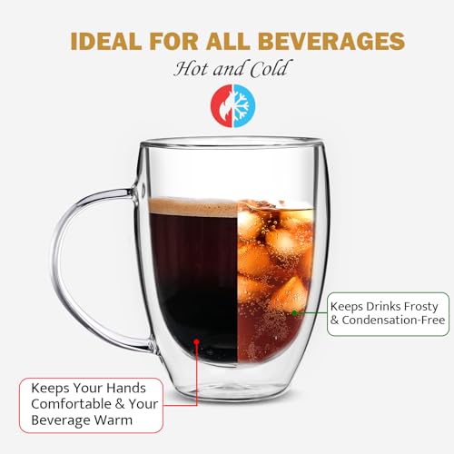 Double Wall Glass Coffee Mugs (4 Count)
