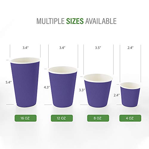 Ripple Wall Coffee Cups 25 Count 12 Ounce Insulated Royal Purple Paper Cups