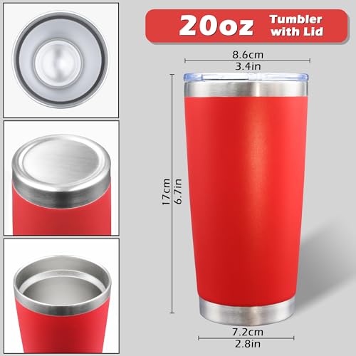 20oz Tumbler with Lid Stainless Steel Tumblers Insulated Mug Red 6P (6 Count)