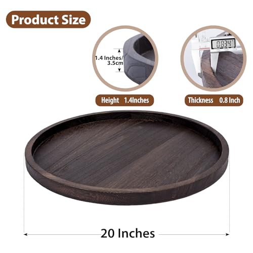 Round Ottoman Tray Large Wood Serving Tray for Table Living Room Bedroom