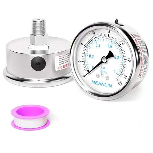 0~15Psi Liquid Filled Pressure Gauge Stainless Steel with 316 Stainless Steel Joint 1