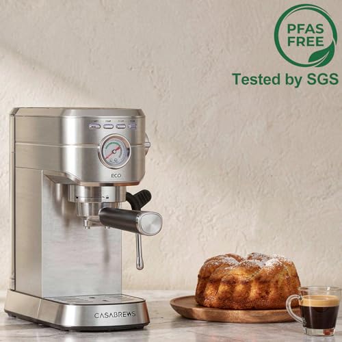 PFAS Free Espresso Machine with Milk Frother Steam Wand