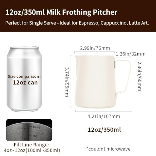 12oz Milk Frothing Pitcher Stainless Steel Espresso Steaming Jug