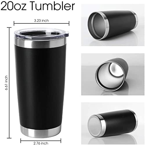 20oz Tumblers Stainless Steel Mugs with Lid Double Wall Vacuum Insulated Coffee Cups for Cold & Hot Drinks (12 Count)