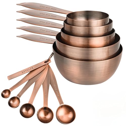 Copper Plated Measuring Cups and Spoons Set