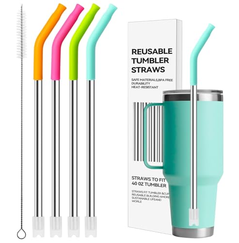 Metal Straws with Silicone Tip for 42 oz YETI Tumbler (4 Count)
