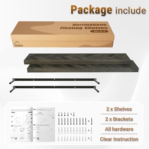 36'' Chevron Floating Shelves for Wall (2 Count)