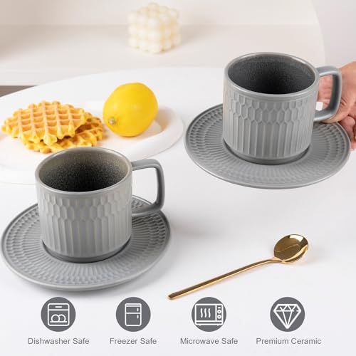 8oz Cappuccino Cups with Saucers Set of 4 (4 Count)