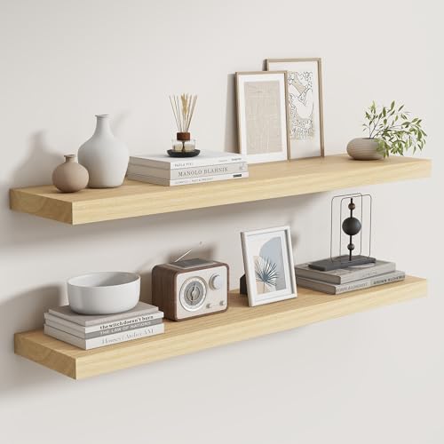 Rustic Real Wood Floating Shelves (2 Count)