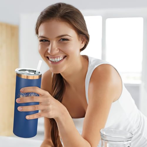 20 oz Skinny Tumblers Bulk with Lids and Straws Navy