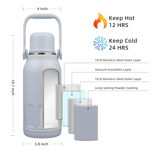 Stainless Steel Insulated Bottle with Handle & Strap