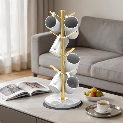 Gold Marble Mug Holder Tree with 2