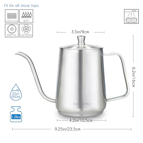 Gooseneck Pour Over Coffee Kettle 30 fl oz Stainless Steel Hand Drip Coffee Pot With Long Narrow Spout
