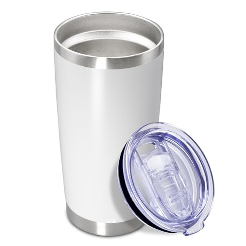 20oz Tumbler Insulated Coffee Tumblers with Lid Stainless Steel White 1P
