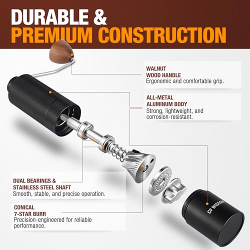 Portable Manual Coffee Grinder with Stainless Steel Conical Burr