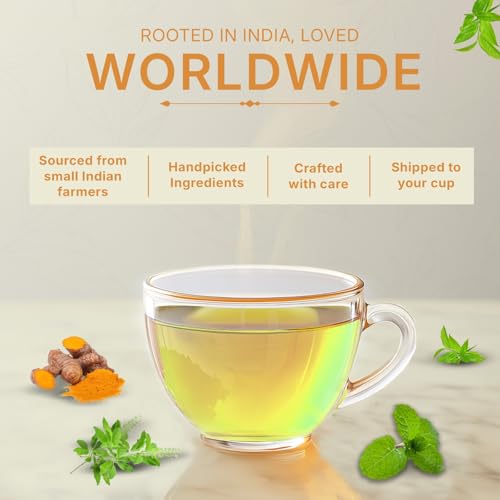 Tealeaf & Co. Turmeric Tulsi Holy Basil Green Tea (50 Count)